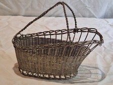 VINTAGE SILVER METAL BOTTLE HOLDER WINE BASKET
