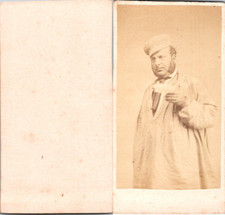 Men in Workwear with Blouse and Cap Vintage CDV Albumen c