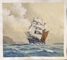 Paul Dessin (1914 2000 )Aquarelle 3 Mats Goélette ,Grand Voiliers