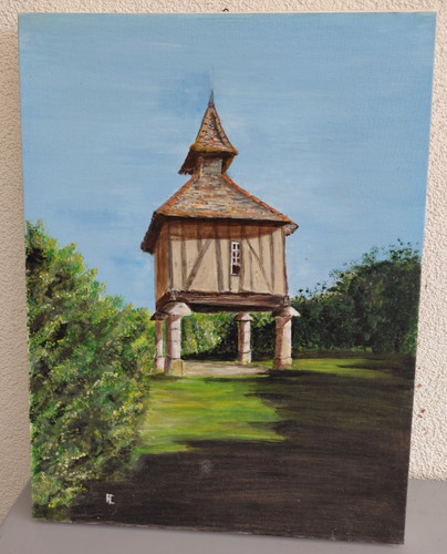 Tableau sur carton pigeonnier - carton,