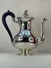 Ancienne Cafetière Christofle Métal Argenté Anse en Bois Noirci fin XIXᵉ Déb XXe