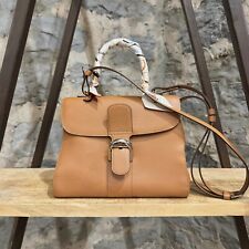 Delvaux Brillant MM Brown Handbag With Strap & Ivory Silk Bandeau Scarf