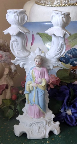 Antique bougeoir saint joseph - bougeoir,