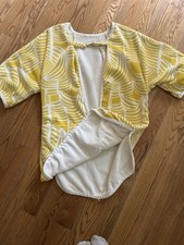 Rare Vintage Hermes Yellow And White Bathing Swimsuit Cover Up Birkin Compliment