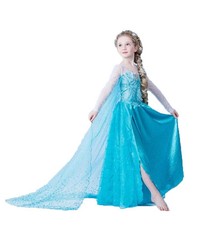 Expédié de Paris - Robe Bleue Elsa Reine Des Neiges Princesse Enfant 2 à 14 ans