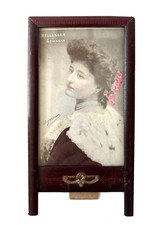 Art Nouveau photo frame, wooden easel 1900, CP daisy Bellanger d'Ogereau
