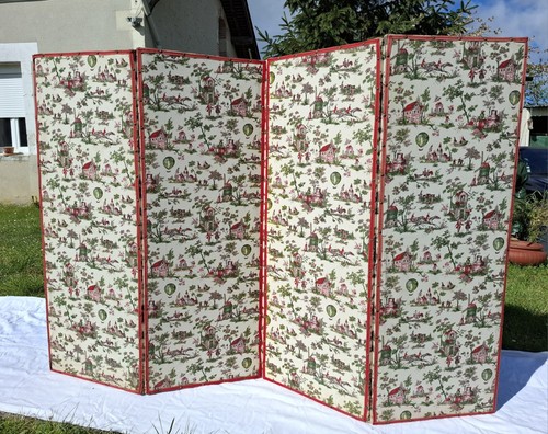 Ancien paravent tissus - , toile
