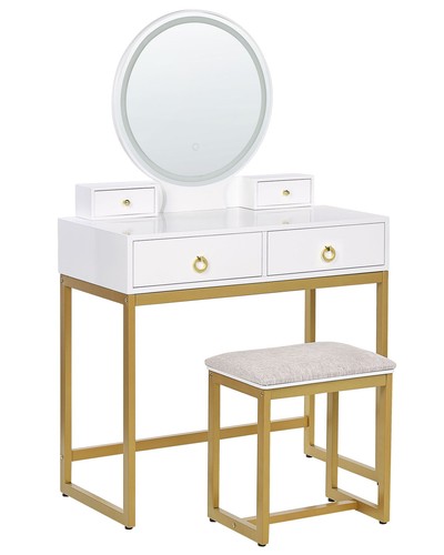 Coiffeuse blanc doré - blanc, en