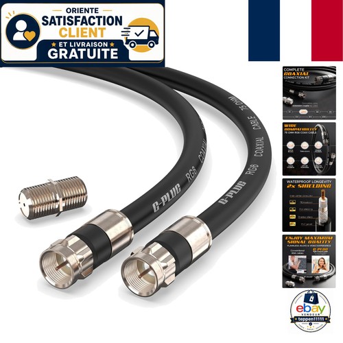 Câble coaxial rg6 avec - câble, 2m