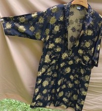 Halloween  Costume Orientale & I.CO, INC Black W/Gold Undertone Rayon Robe Japan