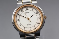 Vintage 1986[N MINT] New Batt Seiko Spirit 5P31-6A50 Gold Qz Mens Watch JAPAN