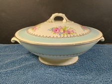 Homer Laughlin Georgian Eggshell Blue Covered Vegetable Casserole Tureen 