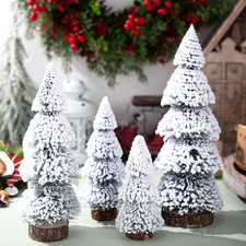 Mini sapin de Noël PVC avec aiguilles en pin détaillées et écurie base bois