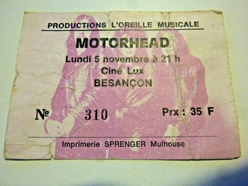 Ticket concert motorhead - ticket, –