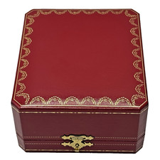 Authentic CARTIER Red Leatherette Box w/ Gold Latch Closure 4.75 x 4 x 2.25 in.