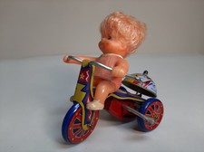 Ancien jouet Tricycle mécanique - Tôle lithographiée - MTU