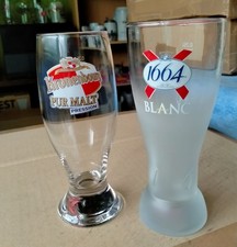 2 verres biére kronenbourg Pur Malt Pression 1664 Blanc