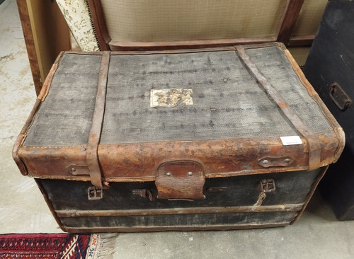 Malle ancienne plate coffre - malle,