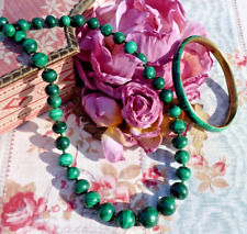 OLD VINTAGE MALACHITE NECKLACE and BRACELET, Ethnic Jewelry!