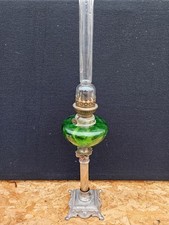 Ancienne Lampe A Pétrole Sur Pied En Métal Argenté " Unis France "Antique Ancien