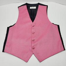 JEAN YAES PARIS Pour L Homme Medium Formal Wedding Tuxedo Prom Vest Pink Stripe