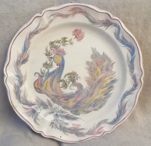 Plat rond assiette - rond, signée