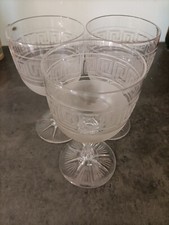 3 crystal glasses Roman key decor (union glass baccarat??)