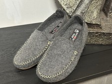 Haflinger Wool Slippers Size 39 Gray Moccasin Shoes NEW WOBox