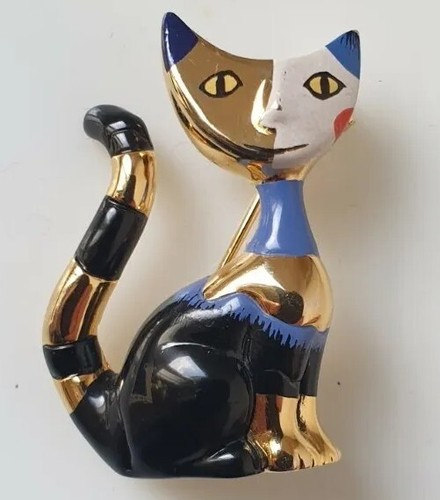 Broche doré chat - broche, lune