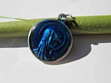 Antique Religious Religious Pendant Enamel Medal Pendant Virgin ND Heavy