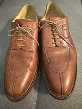 Men's Heschung Derby Split Toe Brown Leather Dress Shoes France 11.5 Vintage