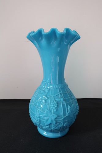 Vase opaline bleu décor - vase,