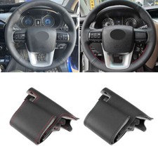 Car Perforated Leather Steering Wheel Cover Trim Fit For Toyota Fortuner Hilux