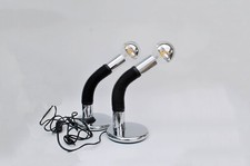 Inox Silver Desk Table Lamps Targetti Sankey space age 1970s Set of 2