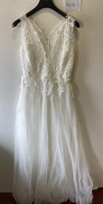 Robe De Mariée En Dentelle Blanche FREEMANS Taille UK 12 (fm176-1)