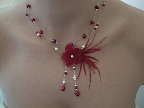 Collier original ivoire rouge - collier, ivoire/rouge
