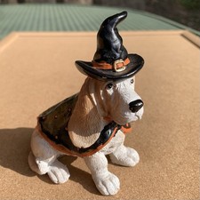Small Basset Hound Dog Figurine - Dressed for Halloween Resin