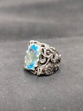 Bague en argent 925 topaze bleue de Londres faite main persane توباز أزرق لند...