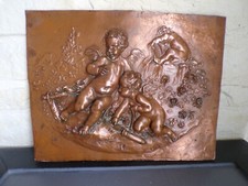 Bronze Angels Bas Relief Signed CM