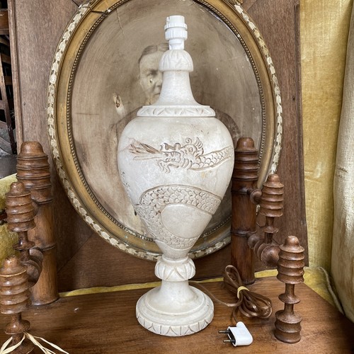 Ancien pied lampe albâtre - lampe,