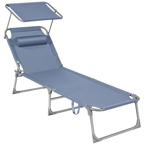 Chaise longue pliable bleu - longue,