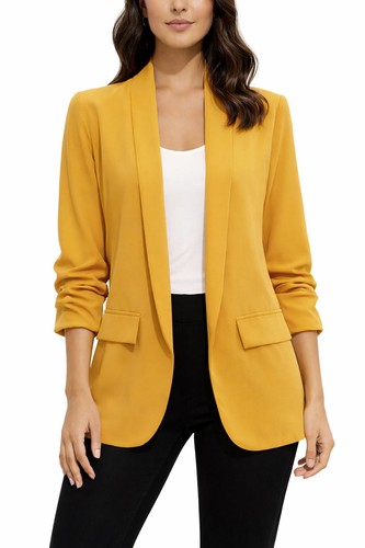 Blazer femme moutarde fluide