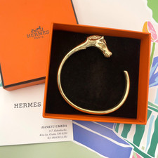 Auth Hermes Cheval Horse GD Bangle 55.53g W/Box	BA090104