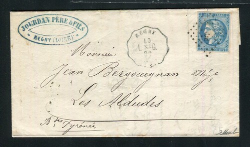 Rare lettre régny pour les - rare, de