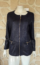 Blouson col rond bleu toucher