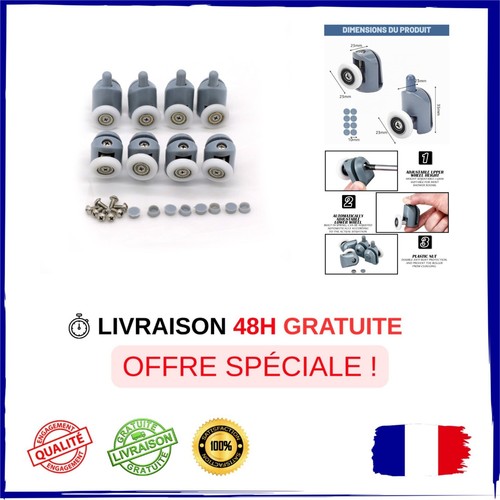Roulettes porte douche 23mm - porte,