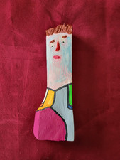 ART CONTEMPORAIN - SCULPTURE PEINTURE sur BOIS - SIGNATURE a ETUDIER - ARTISTE