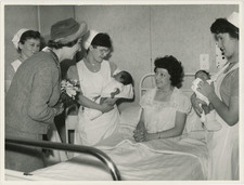 Belgium Queen Fabiola Congratulates Mother of Twins Vintage Silver Print