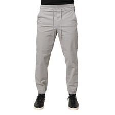 Dondup Pantalon Gris Clair Coton Mi Taille Étroit Hommes Jogger S.W33 580usd