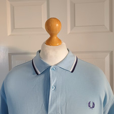 Fred Perry Very Rare Sky Blue Polo Size XL 46" Style M1200 100% Genuine